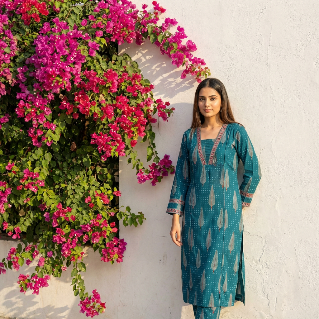 19070 Cotton kurti and pant set